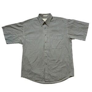 VTG Natural Issue Wrinkle Free Men Large Gingham Check Short Sleeve Shirt Pocket